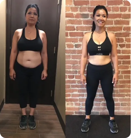 A woman's before and after weight loss photos