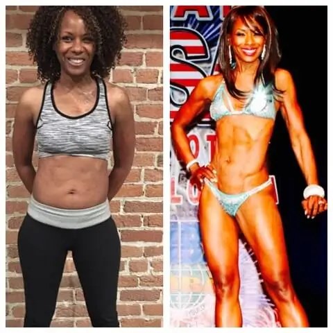 A woman's before and after weight loss photos