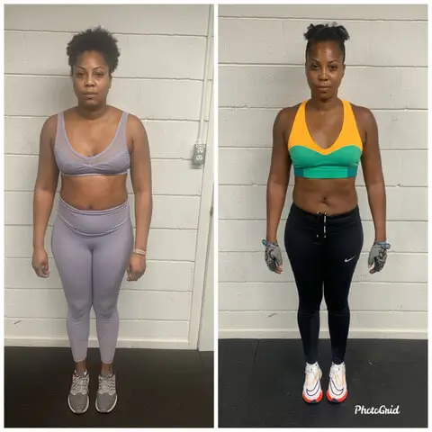 A woman's before and after weight loss photos