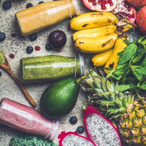 Nutritious fruits and blended detox drinks